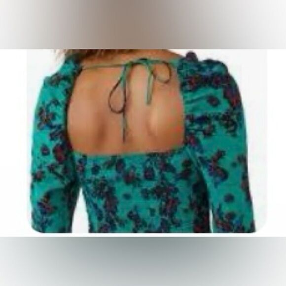 🛍️Free People Hilary Printed Top C green Combo Size L💥 - Picture 2 of 7